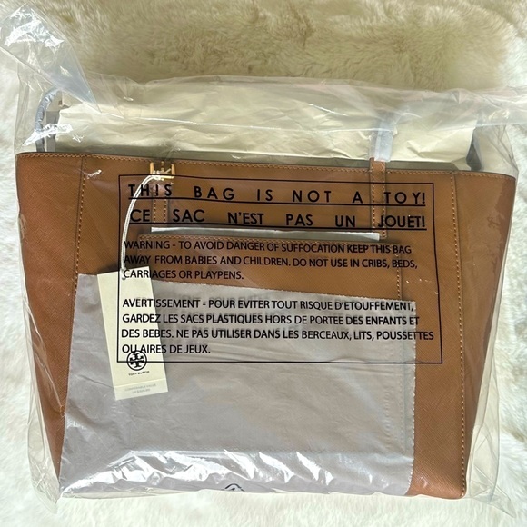 NEW Tory Burch bag tote brown camel tan leather gold tone hardware NWT. - Picture 12 of 12